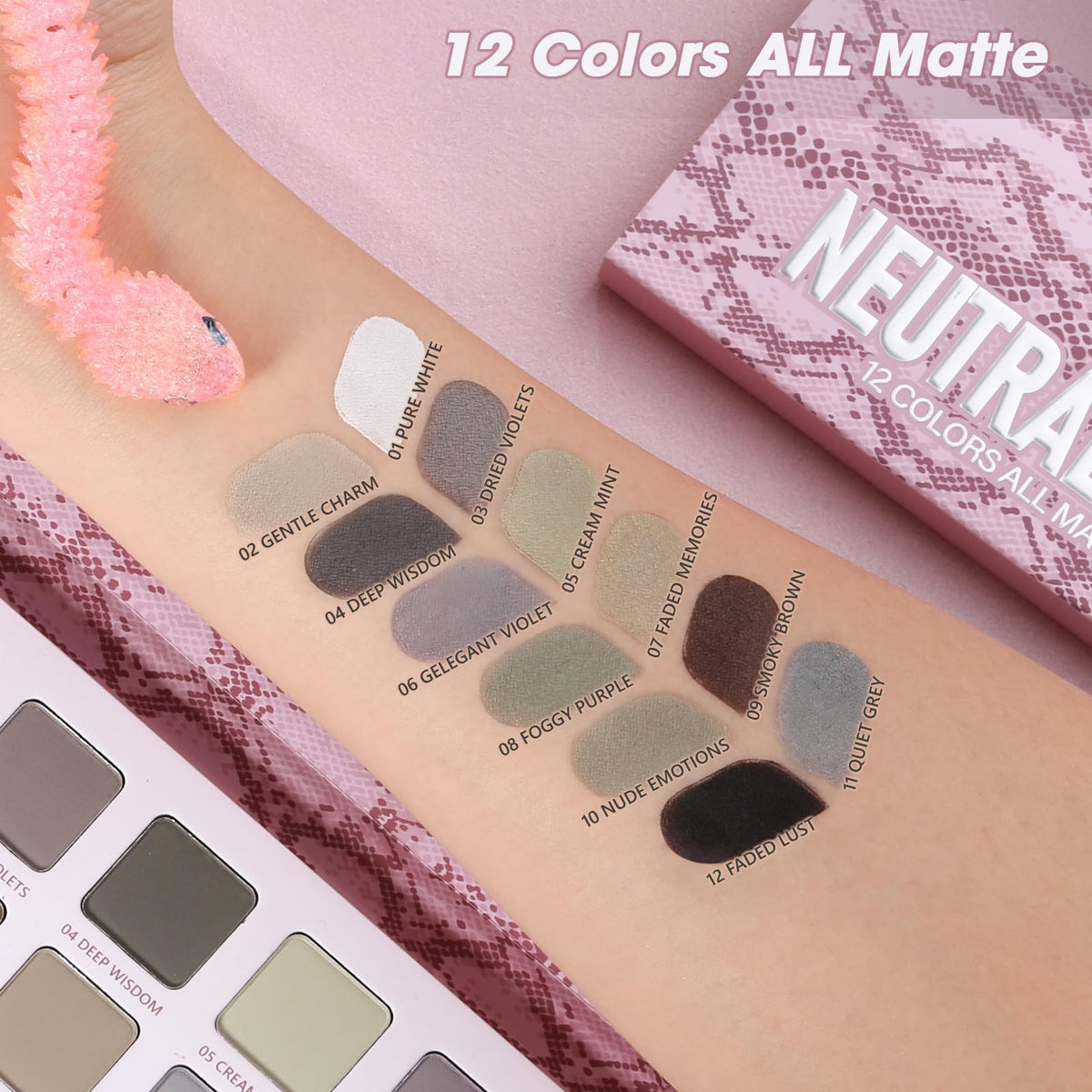 Matte Neutral Eyeshadow Palette - 12 All-Matte Shades for Sensitive Skin