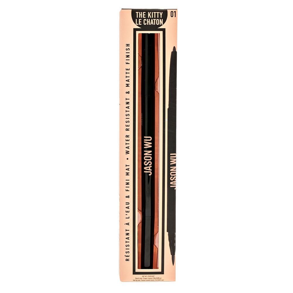 Waterproof Dual-Ended Eyeliner Pencil with Felt Tip & Smudger - Intense Black