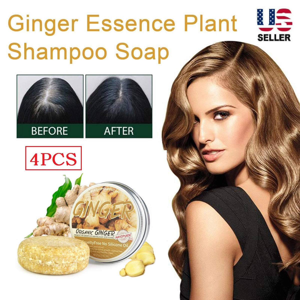 Ginger Hair Growth Shampoo Bar Rosemary Oil Hair Loss Treatment Natural Hair Care