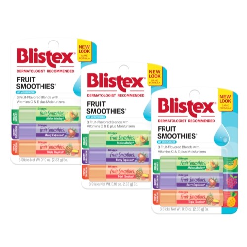 3 Pack Lip Balm Set with Vitamins C & E - Fruit Smoothies Flavors