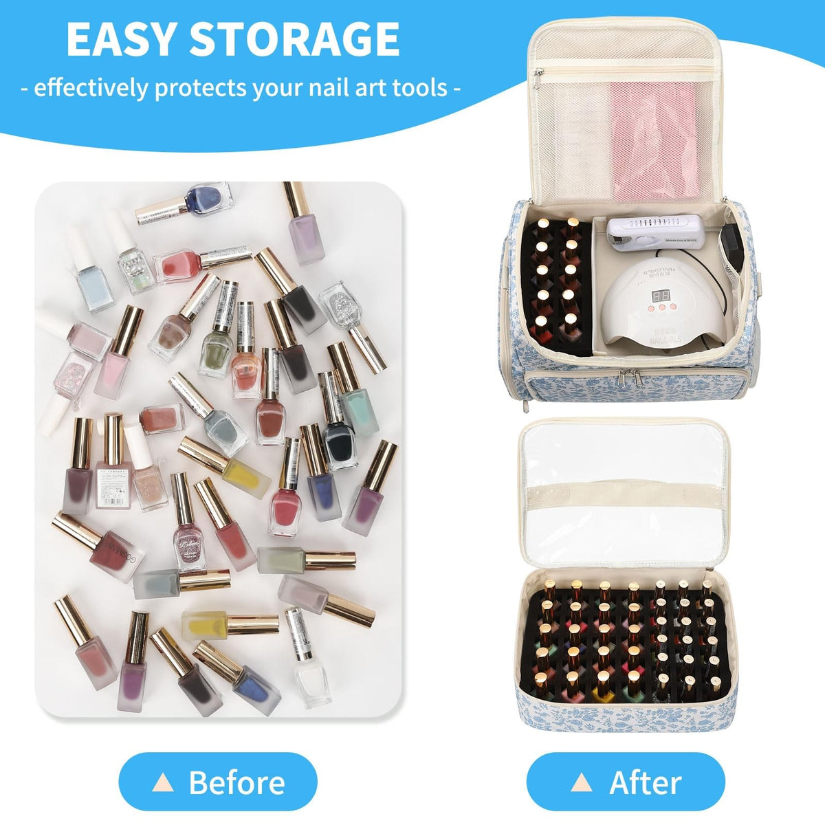 Extra Large Nail Polish Organizer Case Holds 86+ Bottles Travel Storage
