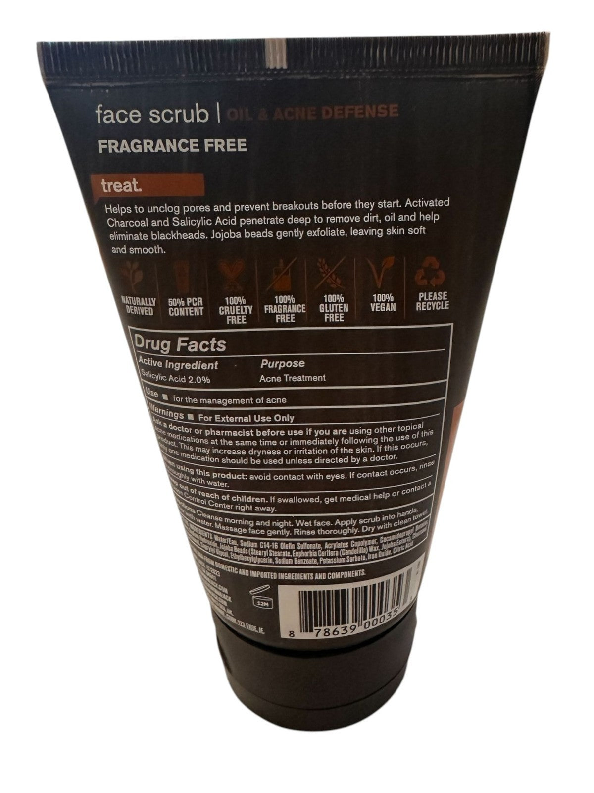 Activated Charcoal Face Scrub - Deep Cleansing & Exfoliating 4.2oz