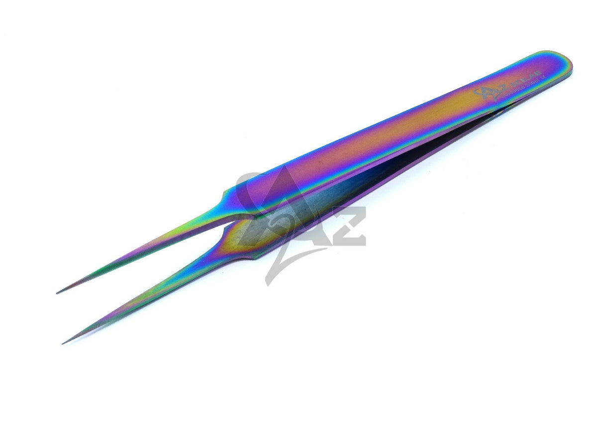 Eyelash Extension Tweezers - Rainbow Color Stainless Steel Precision Tool