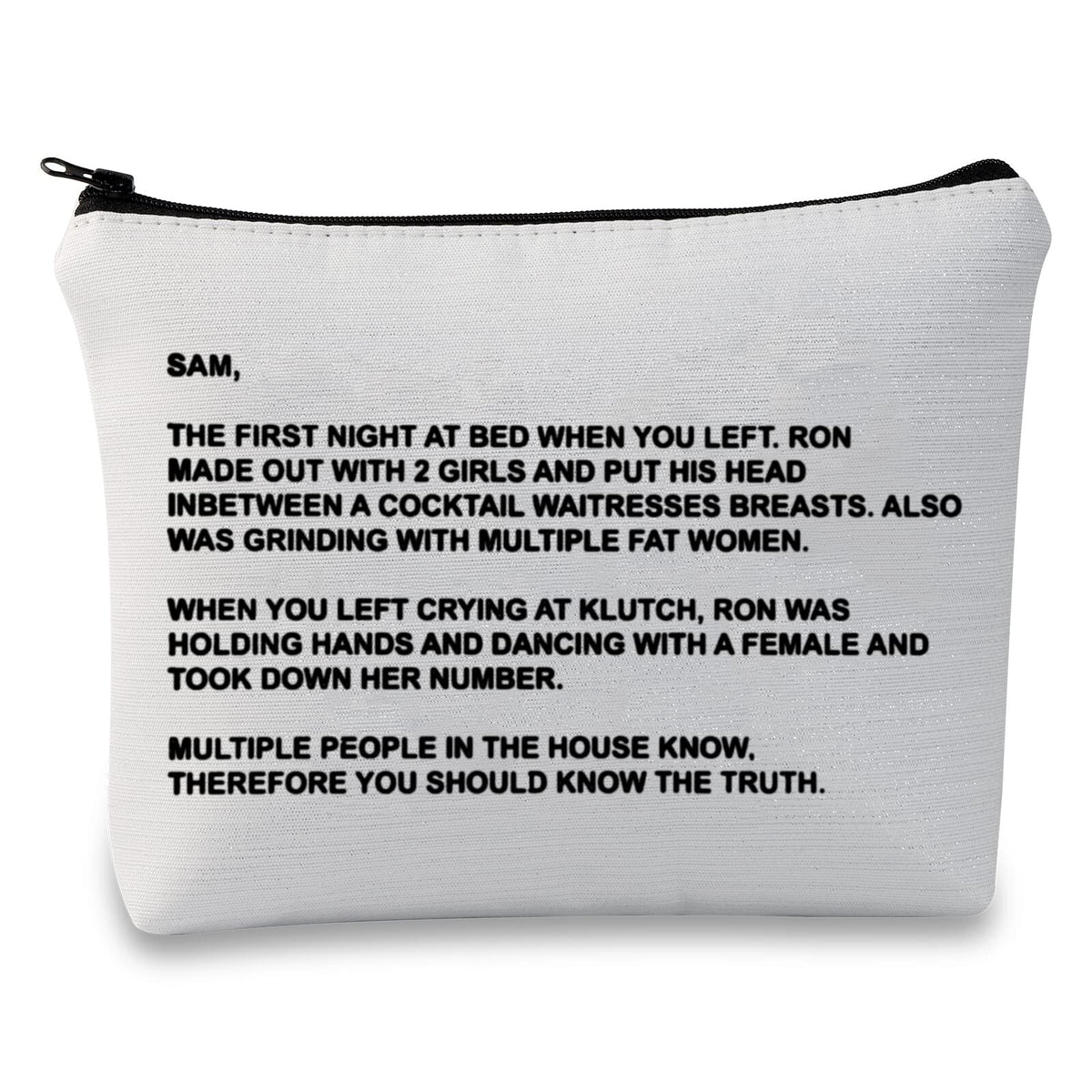 TV Series Inspired Makeup Bag - The Note to Sam Cosmetic Pouch, The Letter Gift