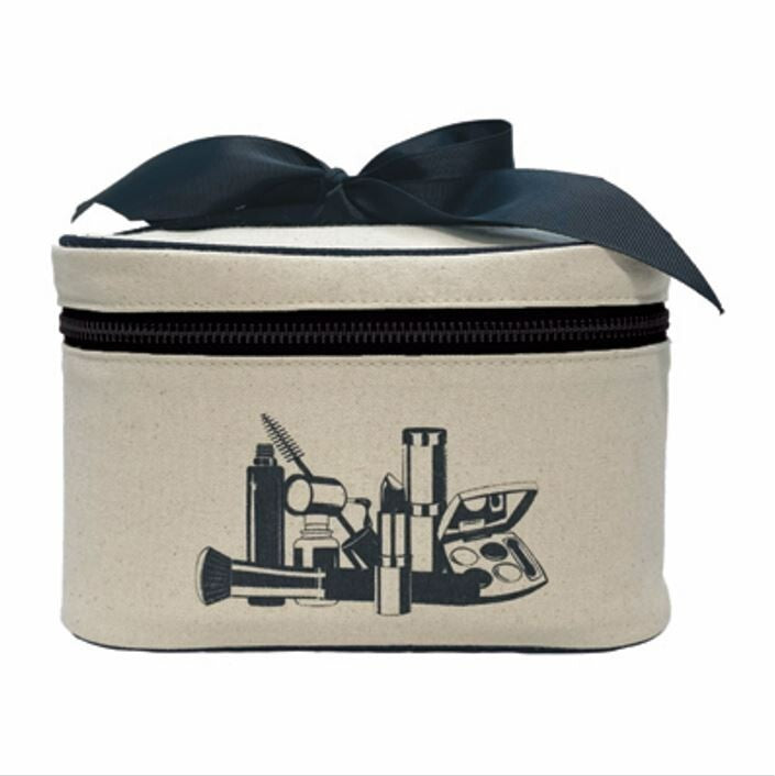 Travel Canvas Cosmetic Bag 8x5x6 Inches - Beige, Organizer & Toiletry Bag