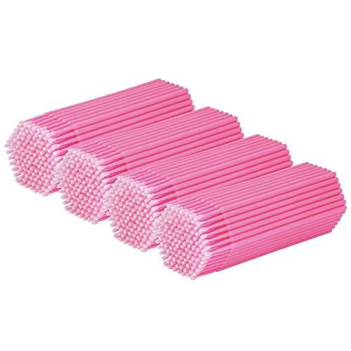 Disposable Micro Cotton Swabs 2mm, 400Pcs for Lash Extensions, Pink