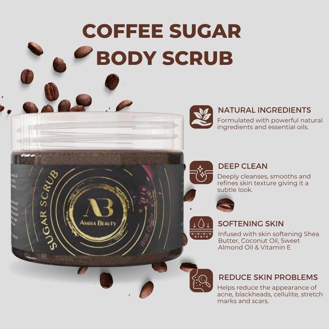 Exfoliating Body Scrub Polish Sugar Cellulite Exfoliator, Stretch