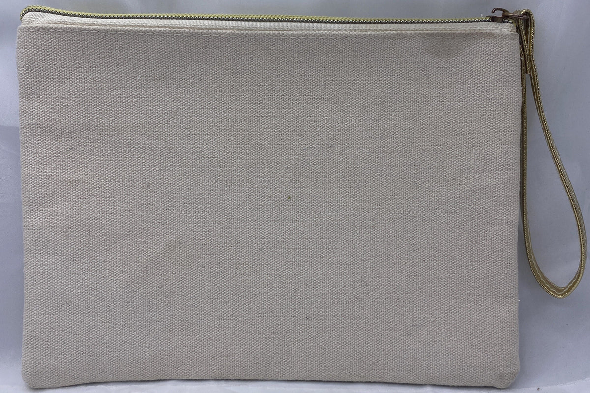 Medium Canvas Makeup Toiletry Bag with Wristlet - Water Resistant Travel Organizer