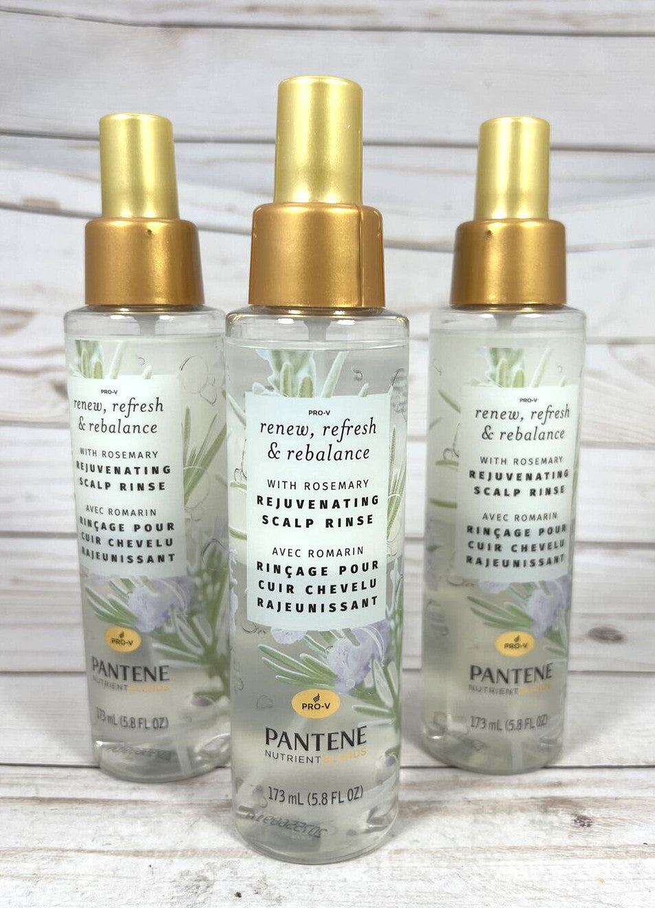 Pantene Nutrient Blends Rosemary Scalp Rinse - Rejuvenating Hair Care 5.8oz, Pack of 3