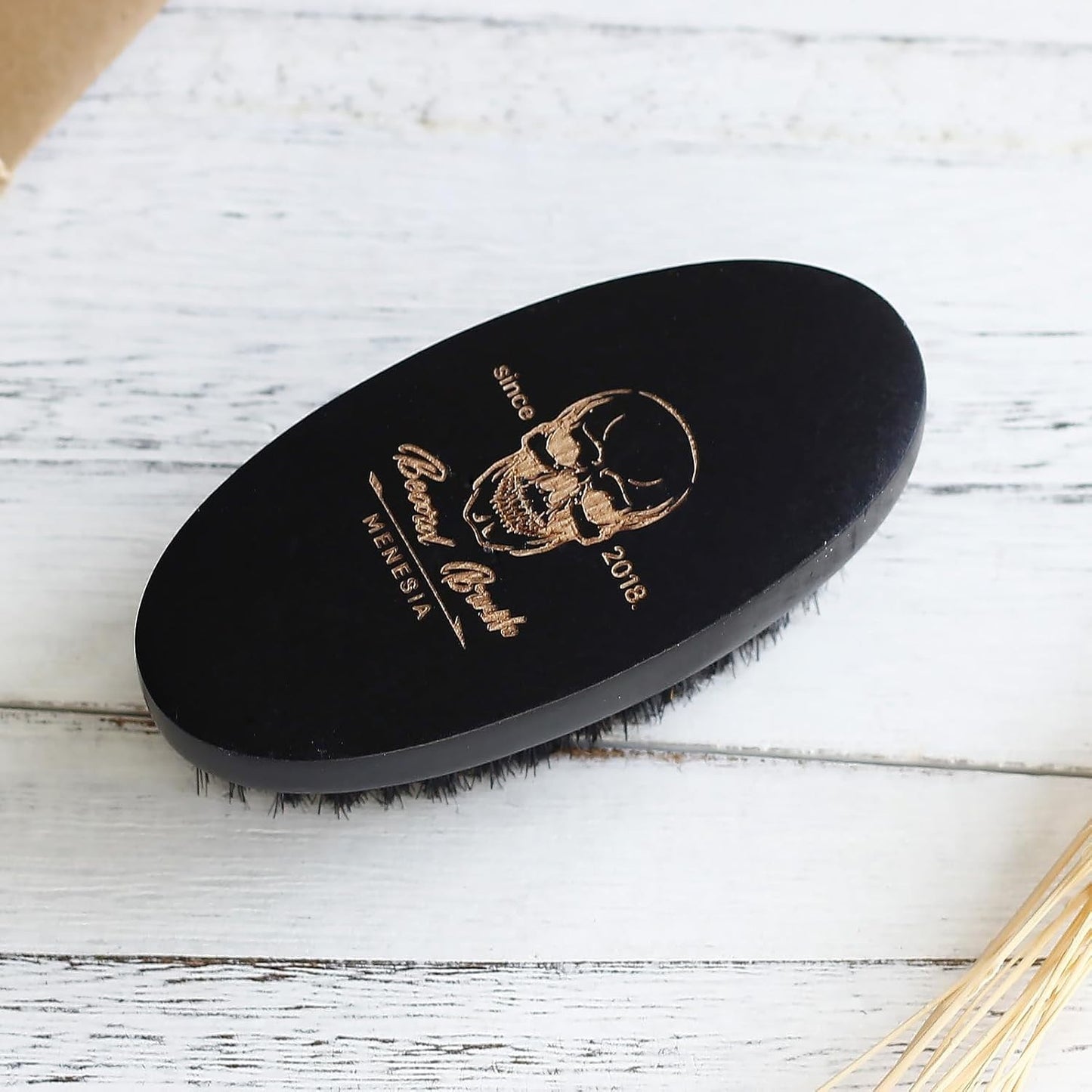 Black Boar Bristle Beard Brush for Medium to Thick Beards - Stylish Grooming Tool