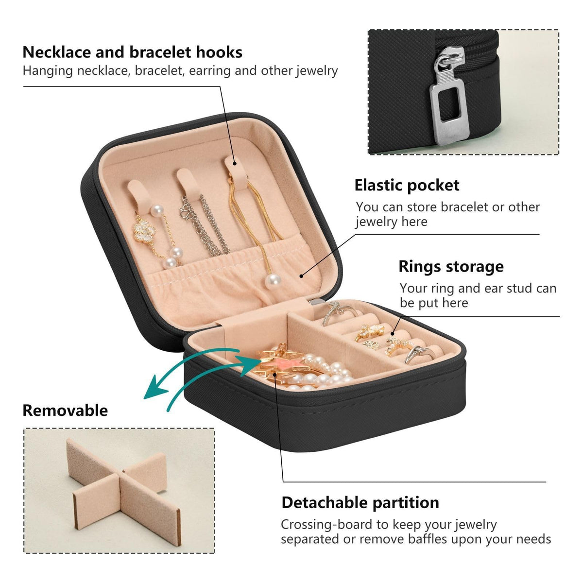 Mini Travel Jewelry Box with Cow Print, Compact Organizer for Earrings & Necklaces