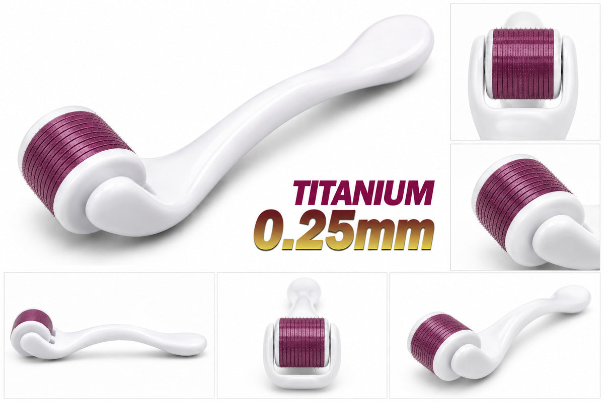 Titanium Microneedle Face Roller 0.25mm for Skin Rejuvenation & Hair Beard Care