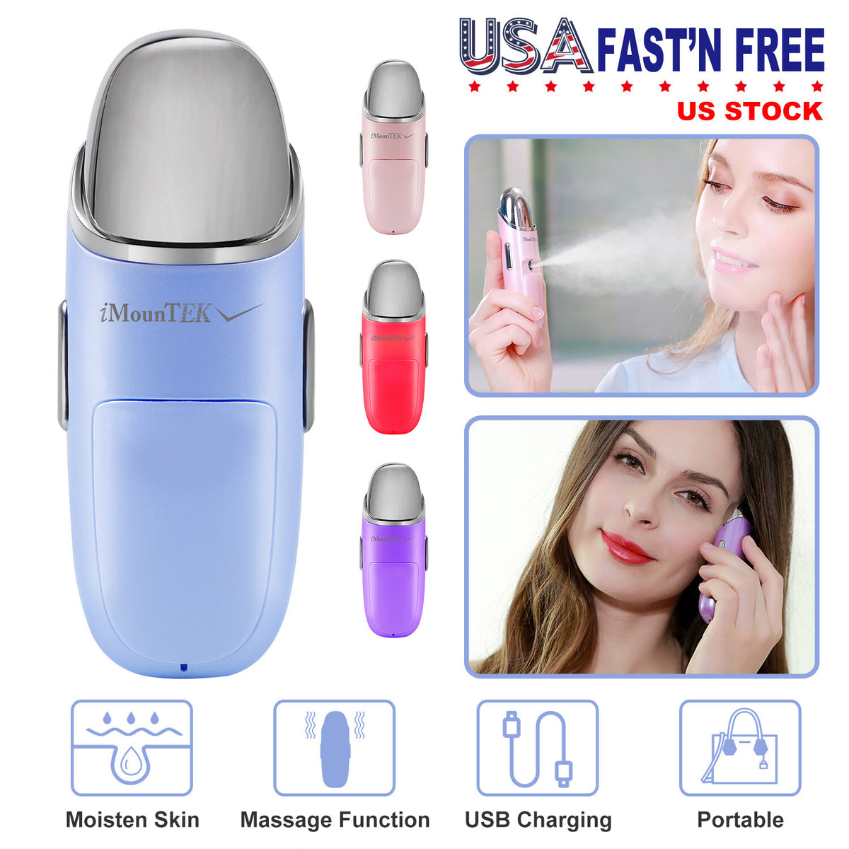 Nano Facial Mist Sprayer with Massage - Portable Hydrating Facial Mister