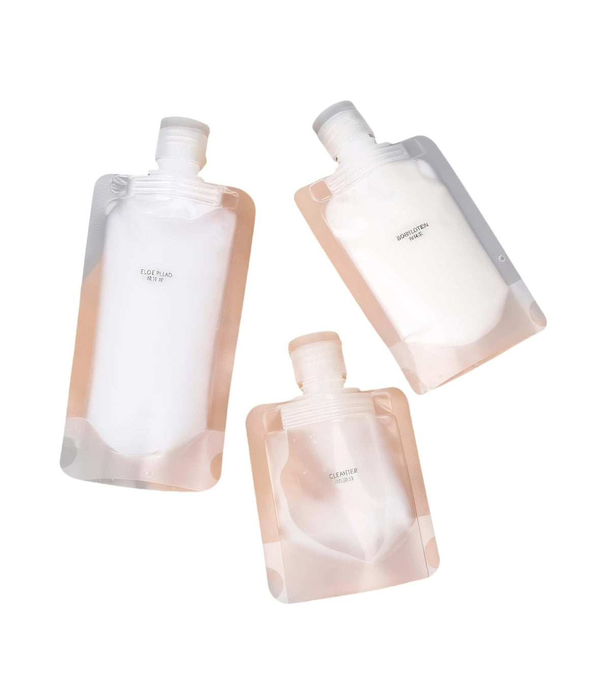 Travel Toiletry Containers Set - Refillable 100ML Stand Up Pouchs for Liquids