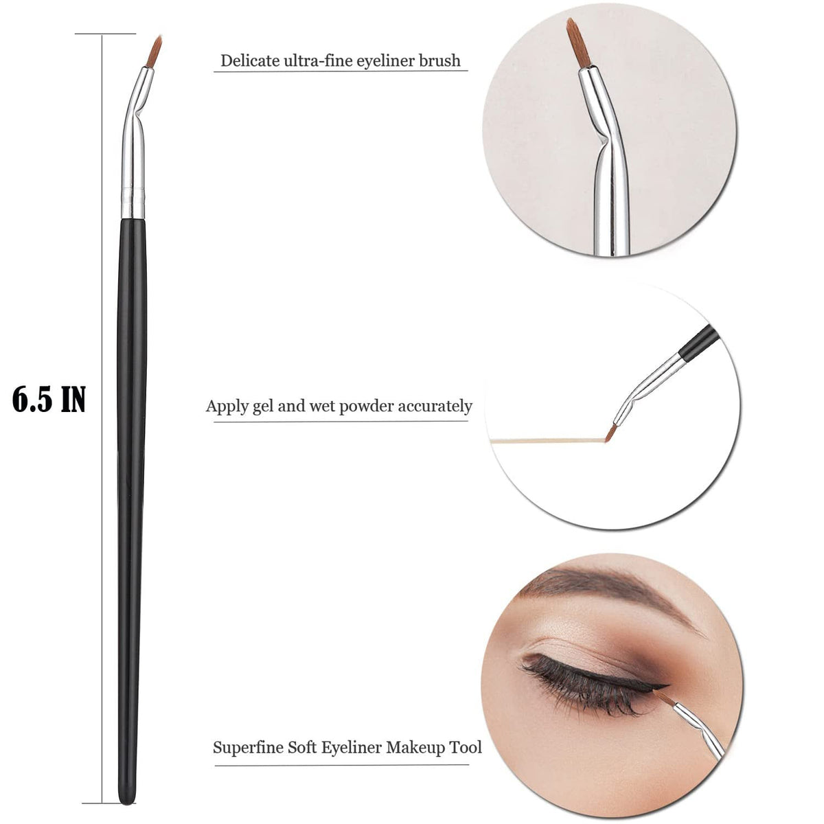 Fine Angled Eyeliner Brush – Precision Gel Eyeliner Tool, Synthetic Bristles
