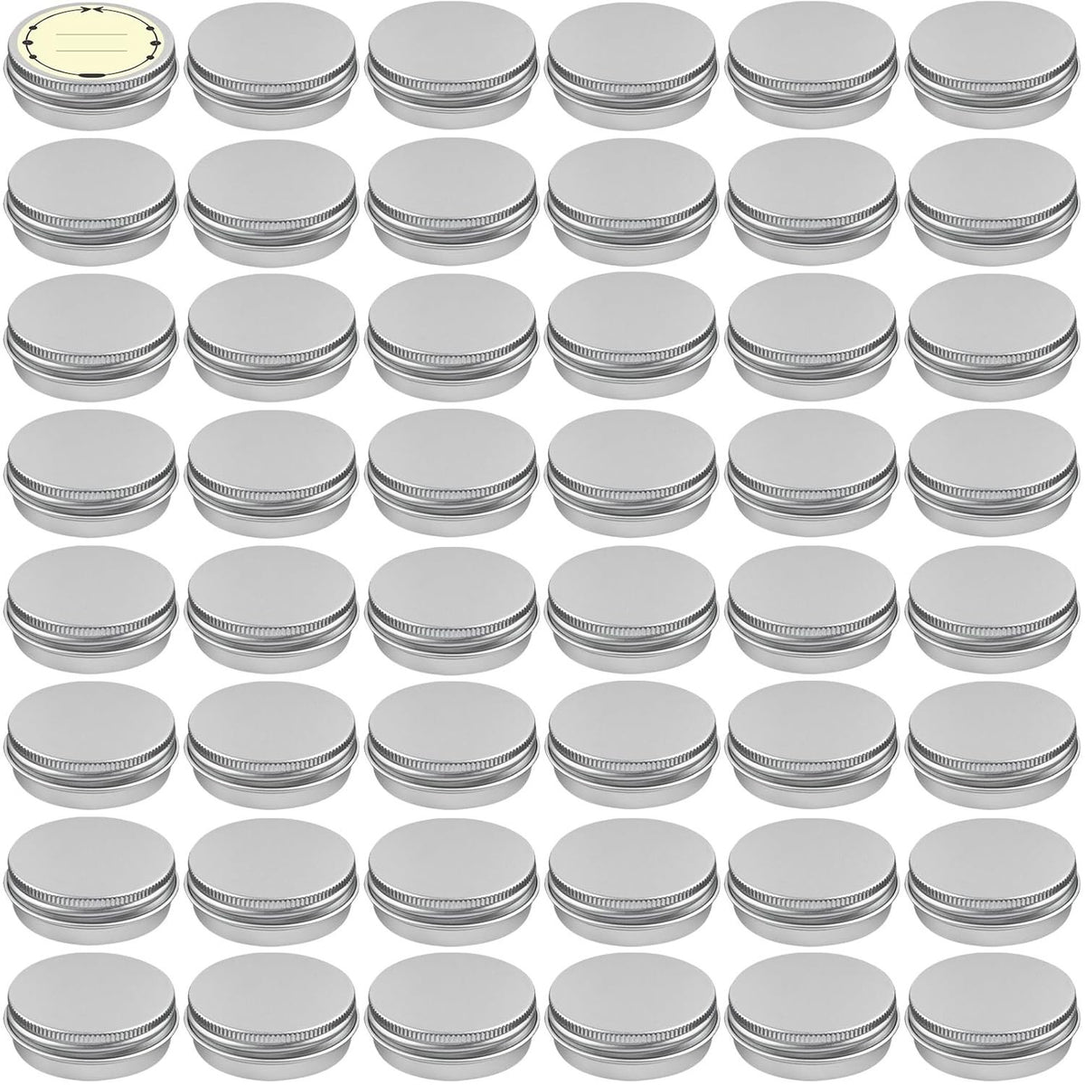 12 Pack 2 oz Aluminum Tin Cans with Screw Lids & Labels - Refillable Travel Containers