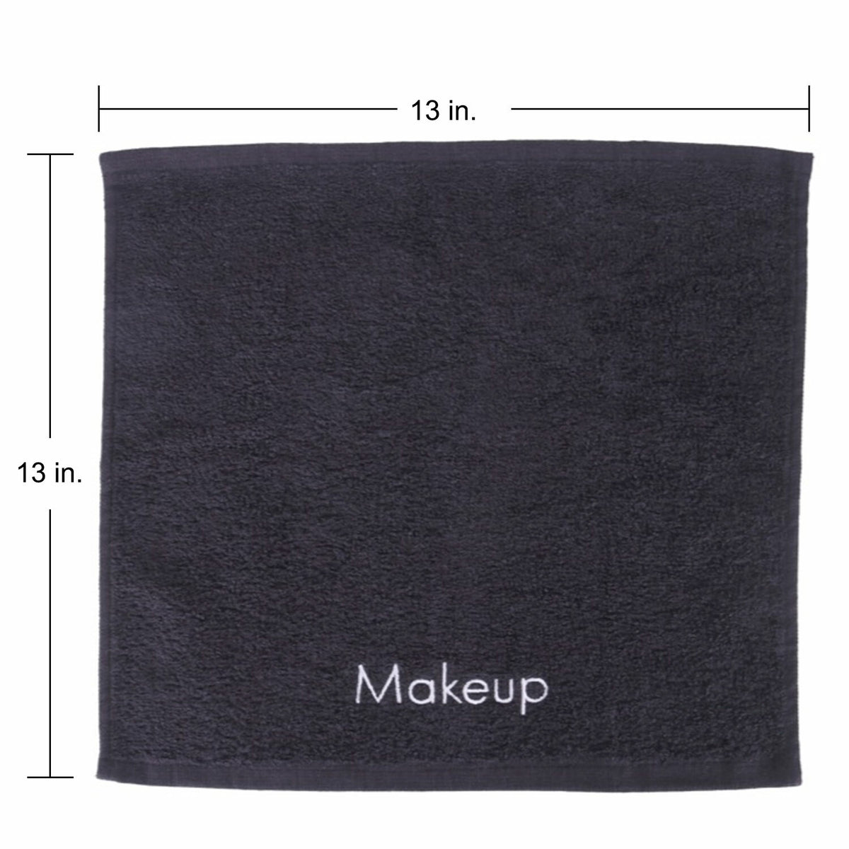 Black Cotton Makeup Removal Towels - 6 Pack, 13x13 Inch Washcloths