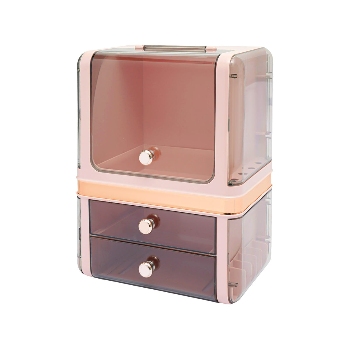 Pink Makeup Organizer with Drawers - Cosmetic Storage Box for Vanity