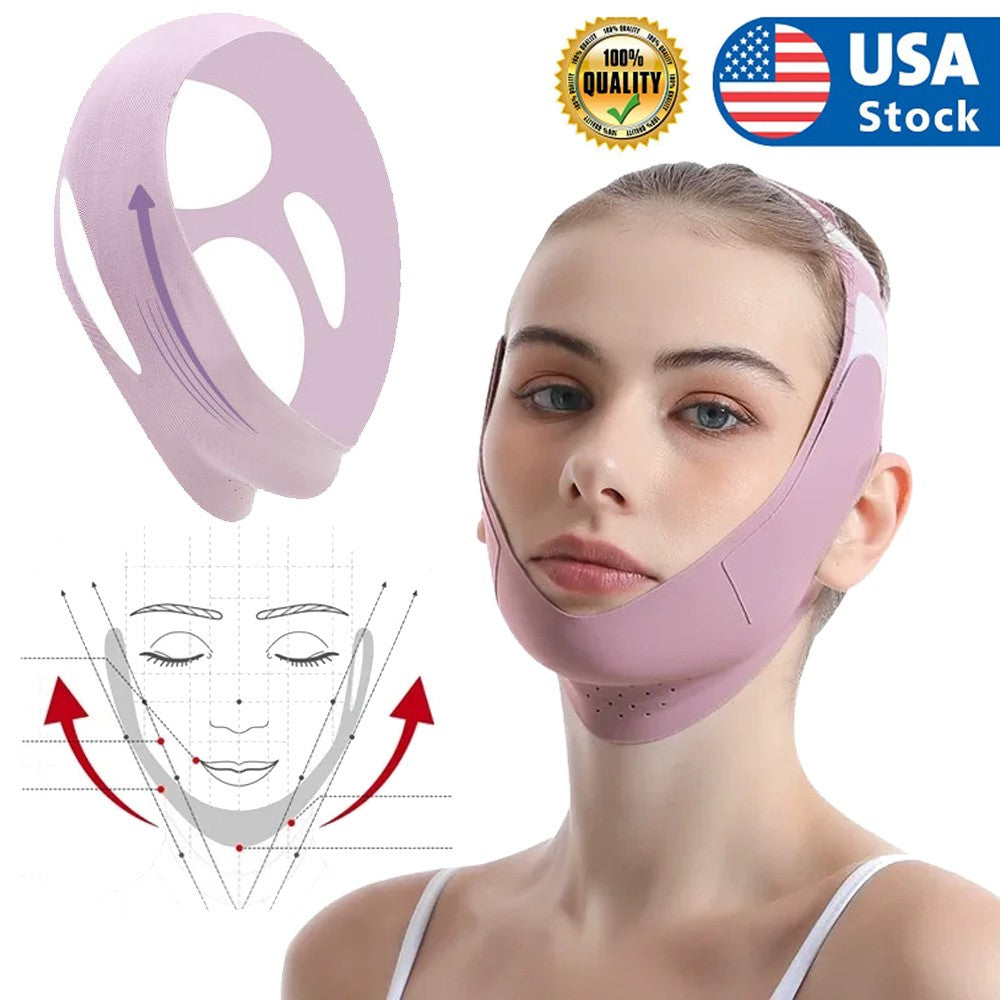 V Line Lifting Mask Chin Strap for Sleep, Reusable Face Slimming Band Purple