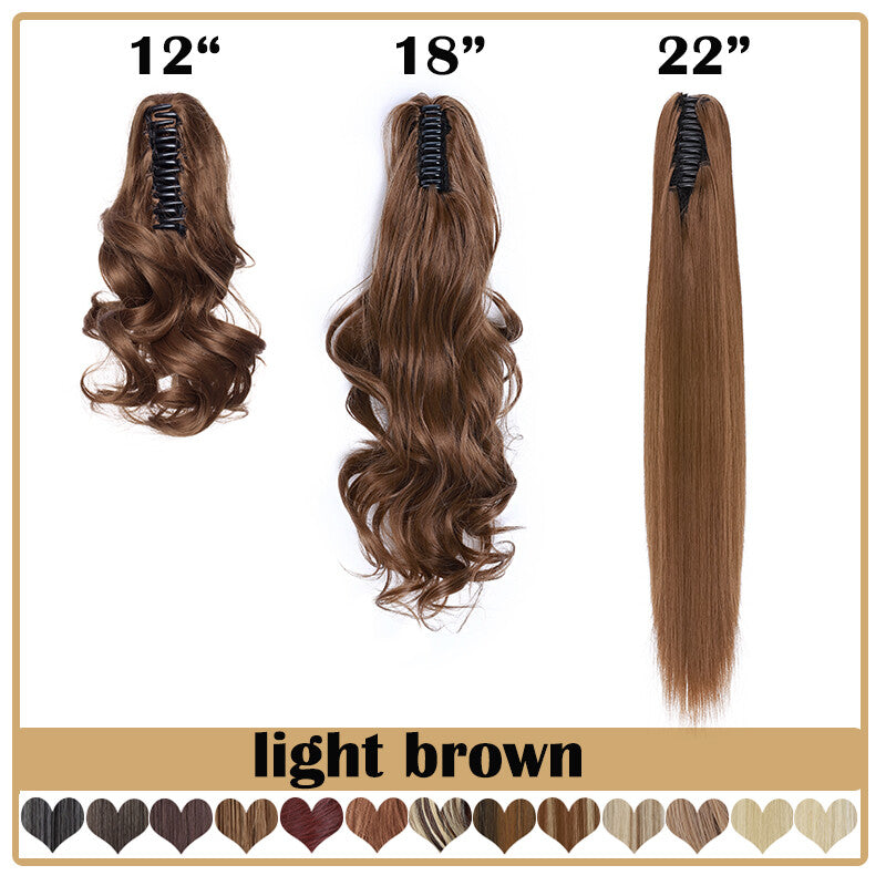 Extra Thick 12-Inch Clip-In Ponytail Hair Extension - Natural & Wavy