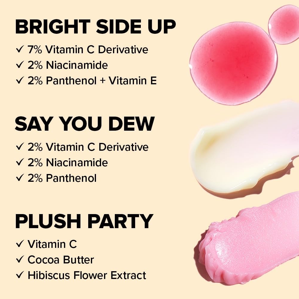 Vitamin C Brightening Skincare Set with Serum, Moisturizer & Lip Mask - Travel Size, Radiance Boost
