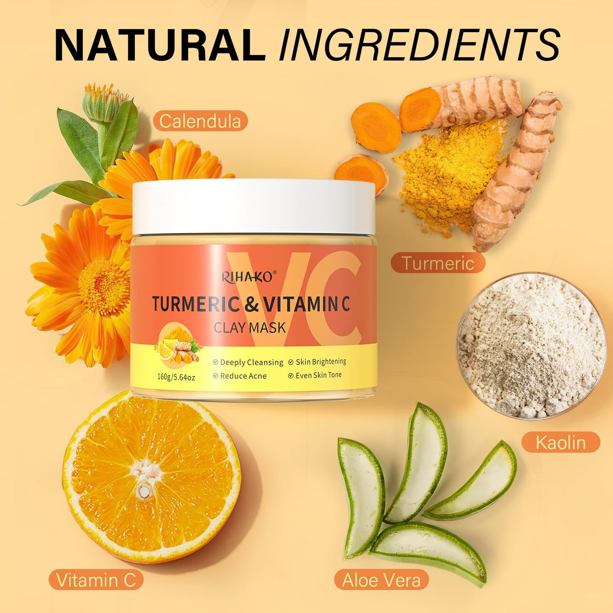 Turmeric Vitamin C Clay Face Mask - 5.63 oz