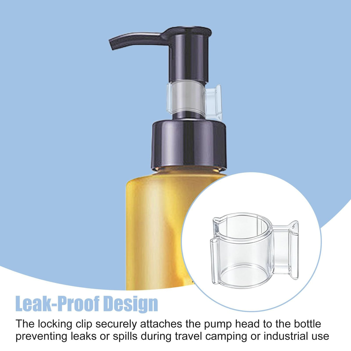 Leakproof Cosmetic Dispenser Pump Lock Clips 30 Pack Travel & Camping