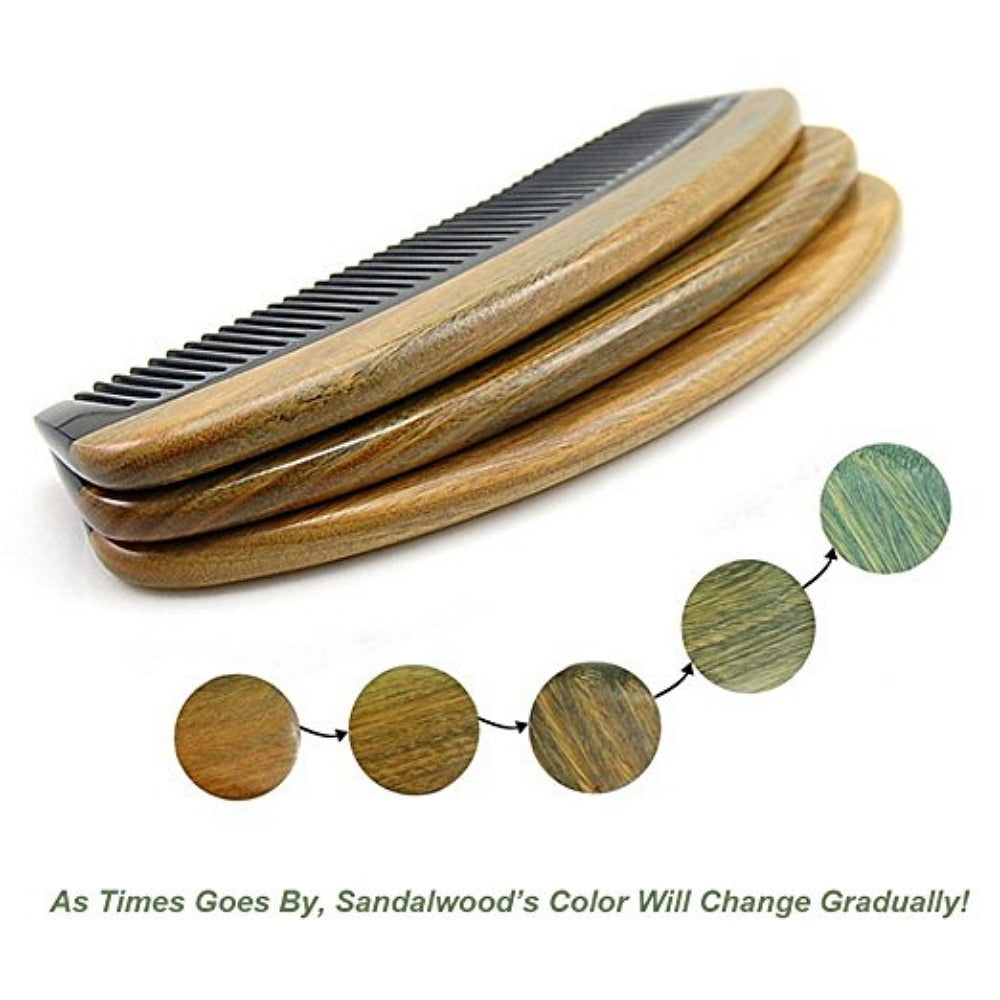 Handmade Sandalwood Hair Comb Set - Anti-Static Wooden Detangler & Beard Comb