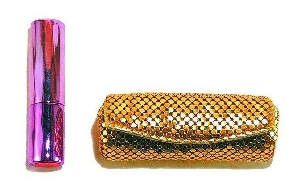 Metal Mesh Lipstick Case with Mirror - Fits 8.5cm Round Lipsticks, Unbranded