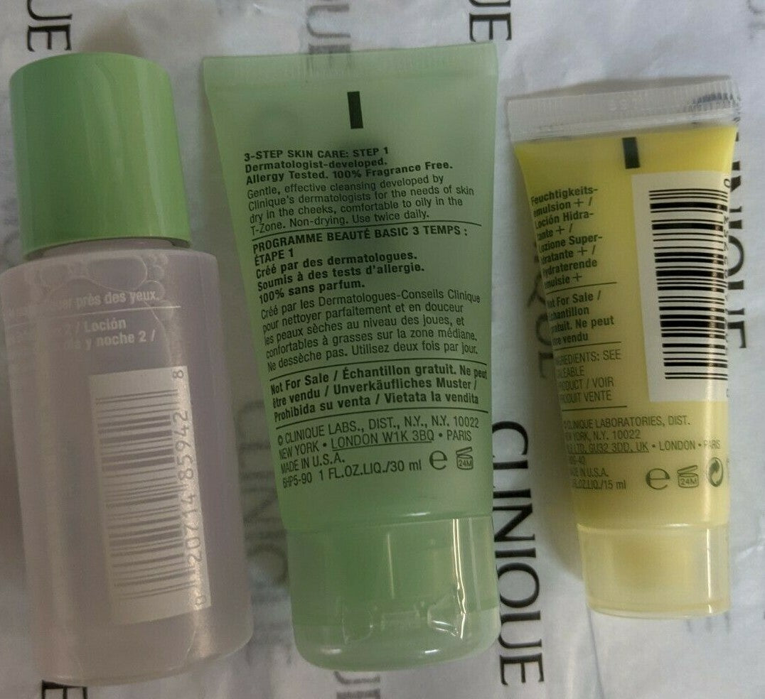 Clinique 3-Step Skin Care Set for Dry to Combination Skin Travel Size