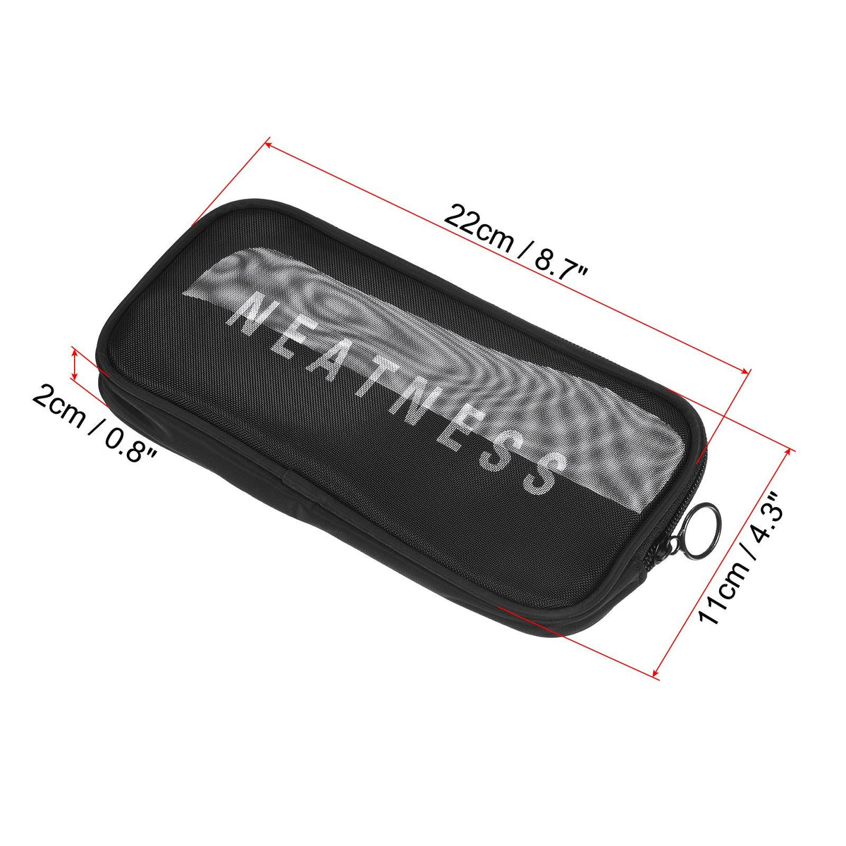 Mesh Toiletry Bag Travel Cosmetic Organizer Zipper Pouch Black