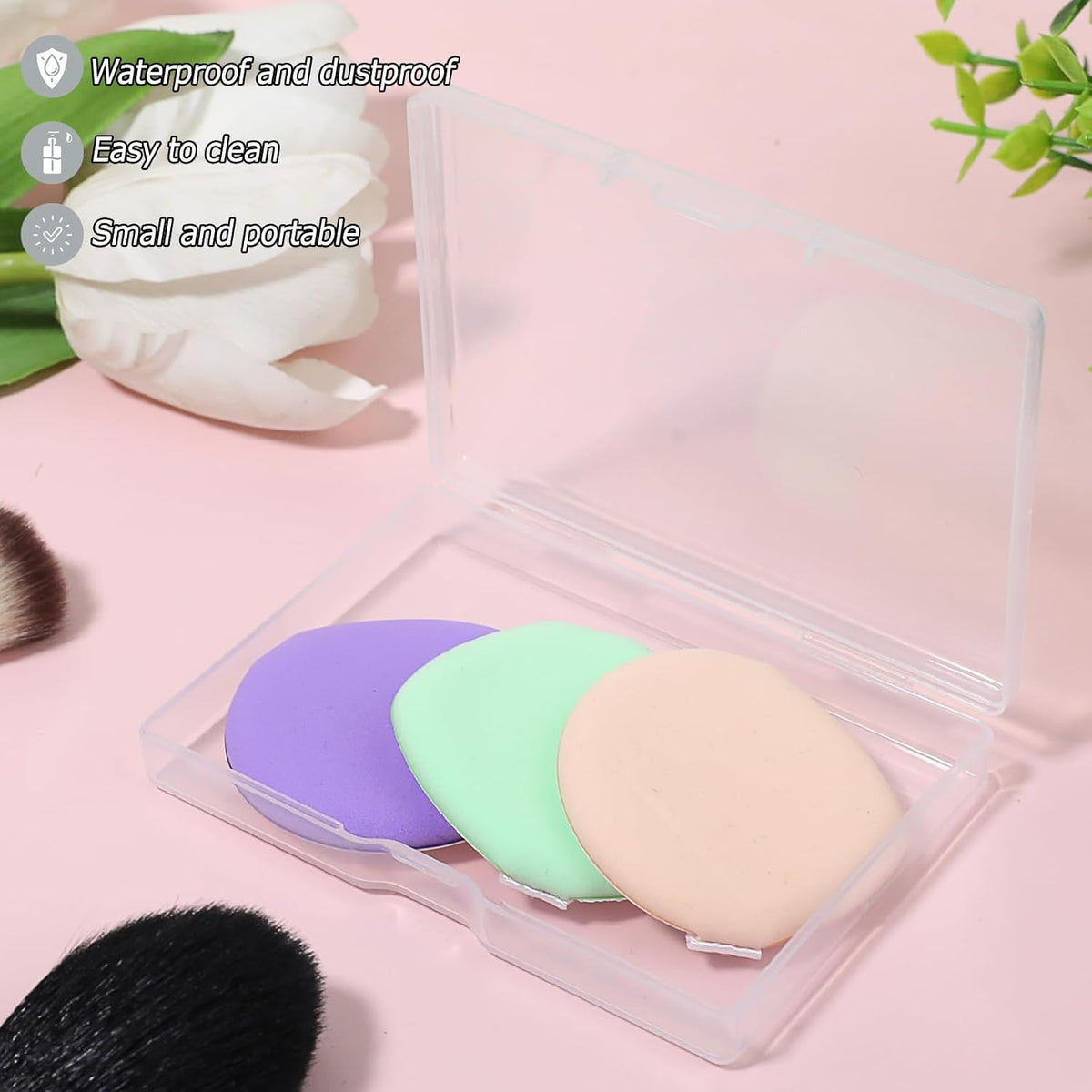 Portable Clear Plastic Organizer for Cotton Pads, Swabs & Makeup Tools - 3 Pack