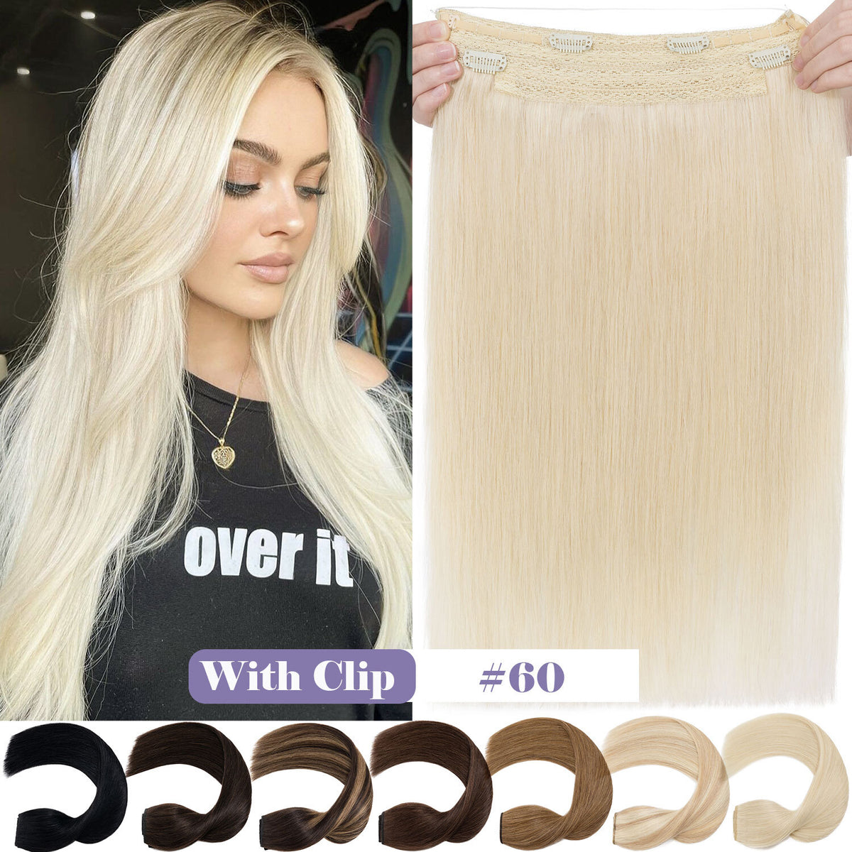 Invisible Wire Clip-In Human Hair Extensions - Thick & Natural Look