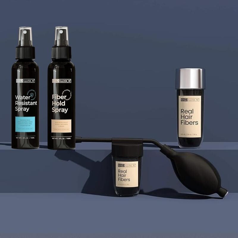 Hair Building Fibers Combo Kit with Spray Applicator & Holding Spray