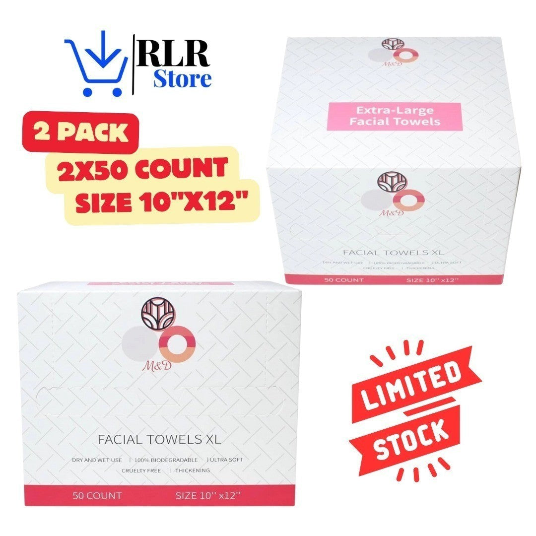 Disposable Face Cleaning Towels - Eco-Friendly Biobased, Ultra Soft, Extra-Large 10x12 Inch, 50 Pack