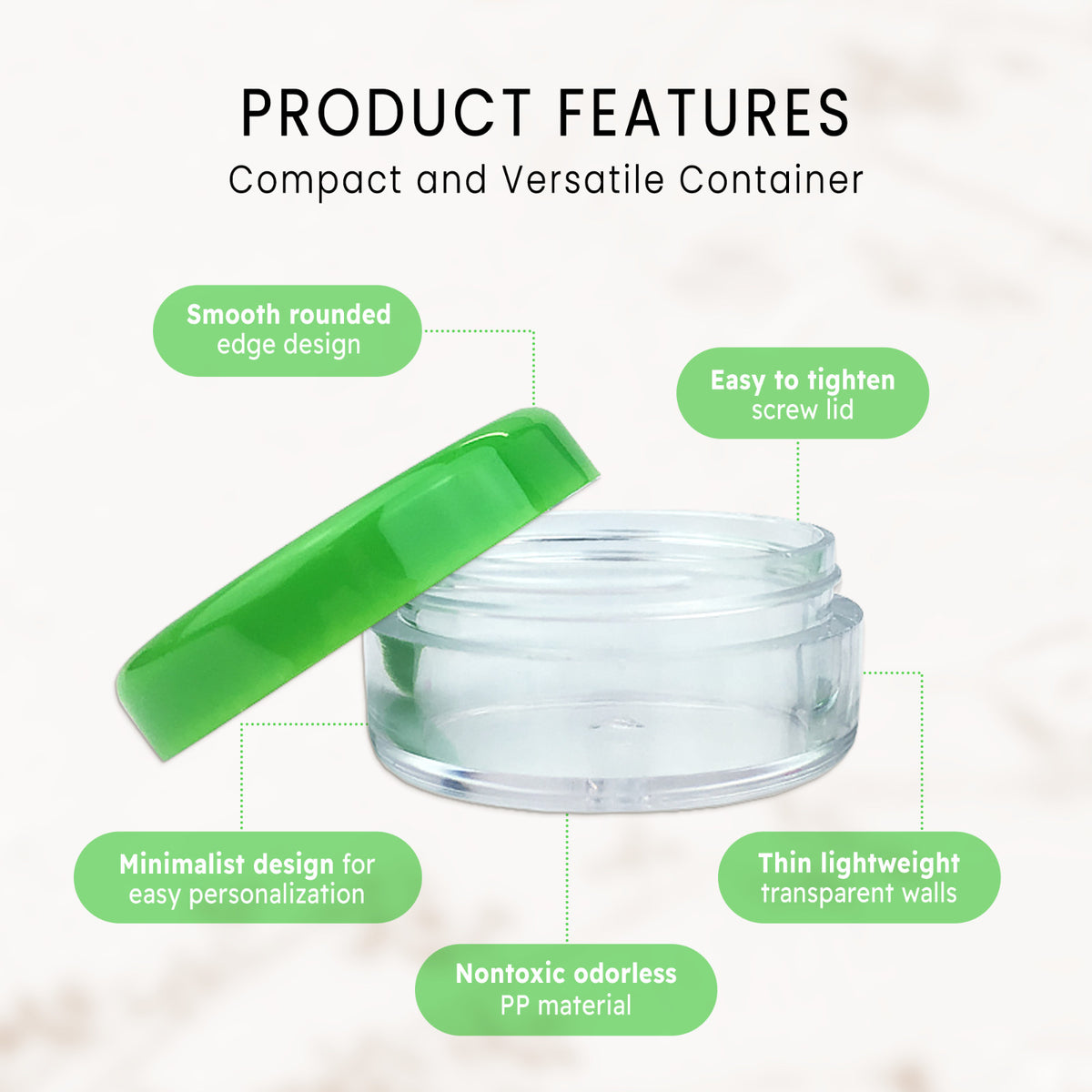 200 Pack 5ml Plastic Makeup Sample Jars - Cosmetic Lotion Containers