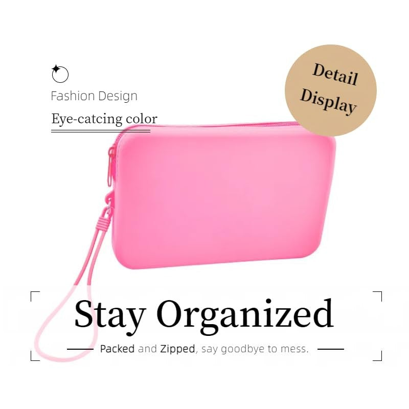 Silicone Makeup Toiletry Pouches 4 Pack Rainbow - Travel Cosmetic Bags