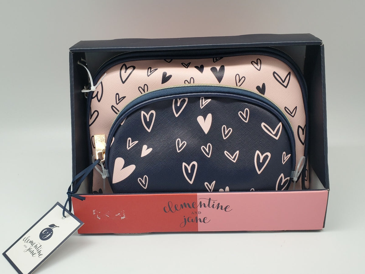 Heart Travel Cosmetic Bag Set - 2-Piece Makeup & Toiletry Pouch