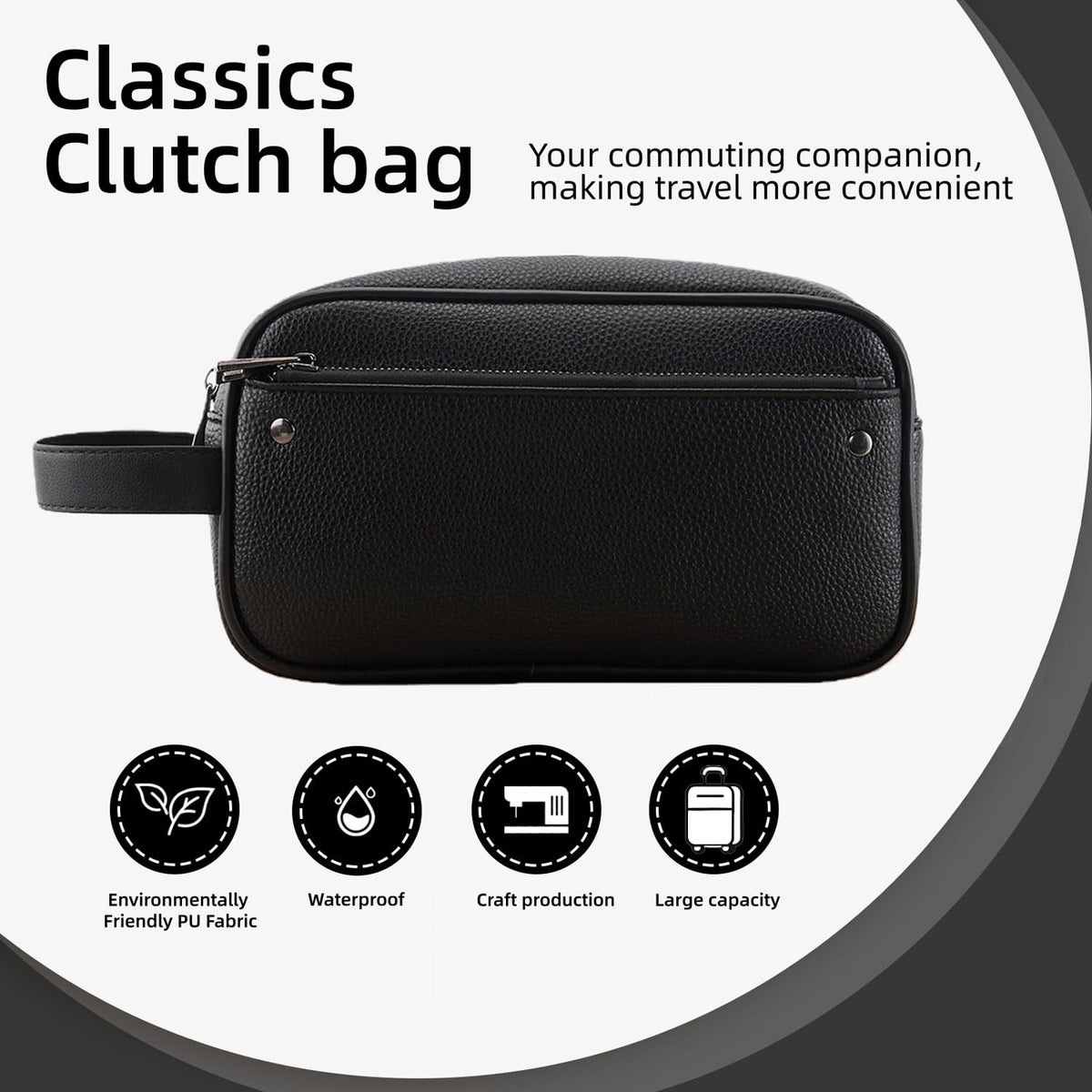 Men's Travel Toiletry Bag - Compact Dopp Kit with Water-Resistant PU Leather