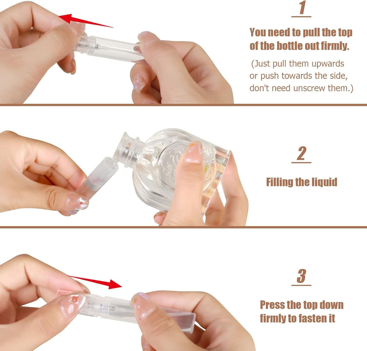 60PCS 5ml Clear Refillable Plastic Spray Bottles for Perfume Travel