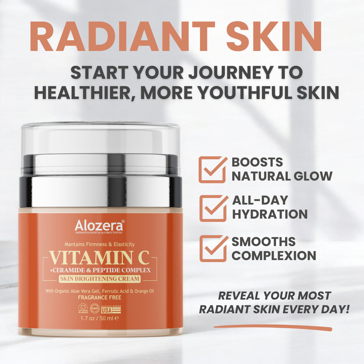 Vitamin C Face Cream - Brightens, Hydrates & Firms, 1.7 oz