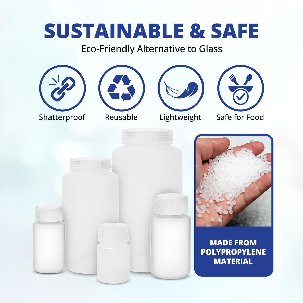 12 Pack 16 oz Plastic Sample Containers with Lids - Wide Mouth Reagent Bottles