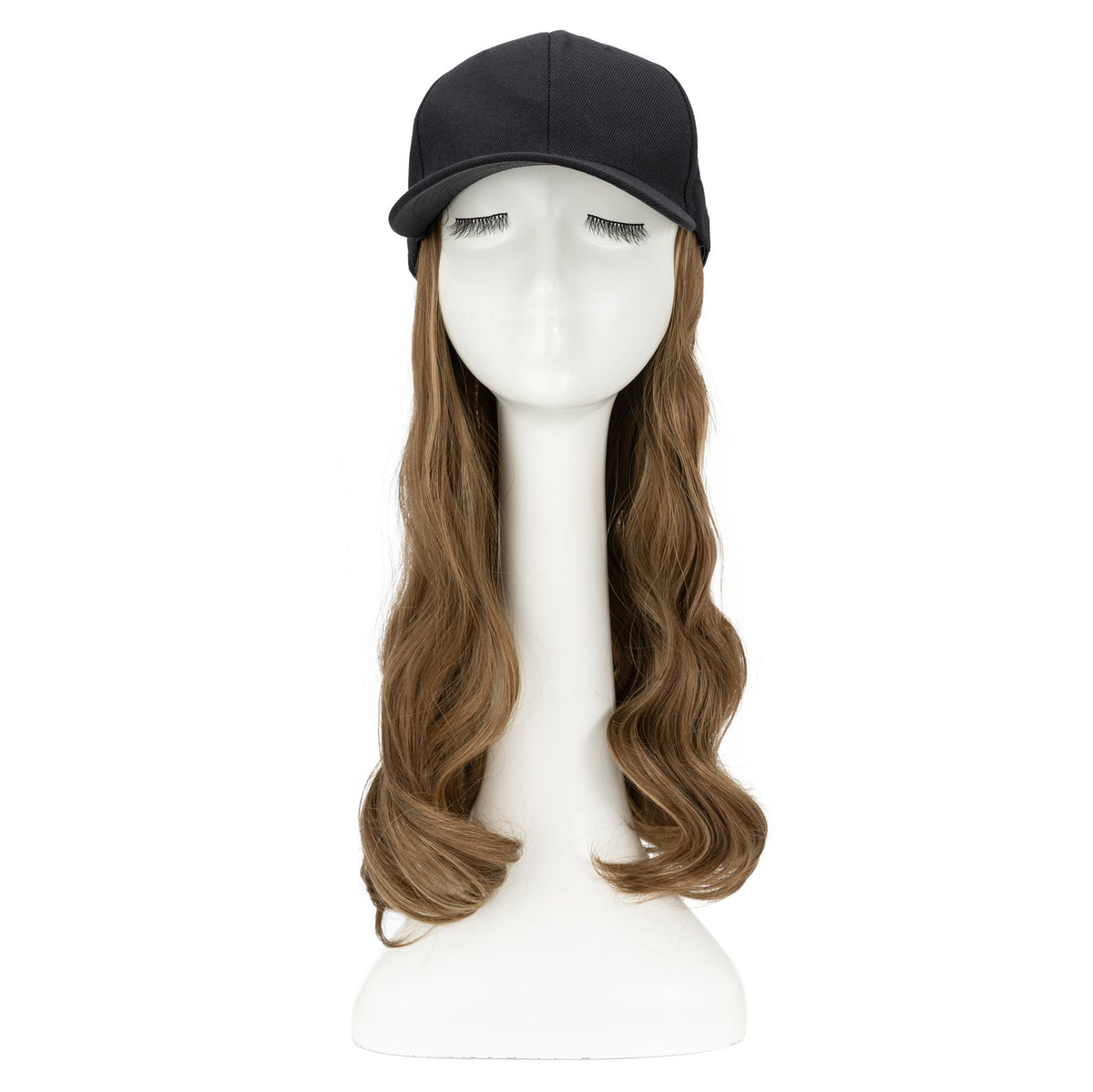 Women Baseball Cap Hat with Wavy Synthetic Hair Wig - Natural, Ombre