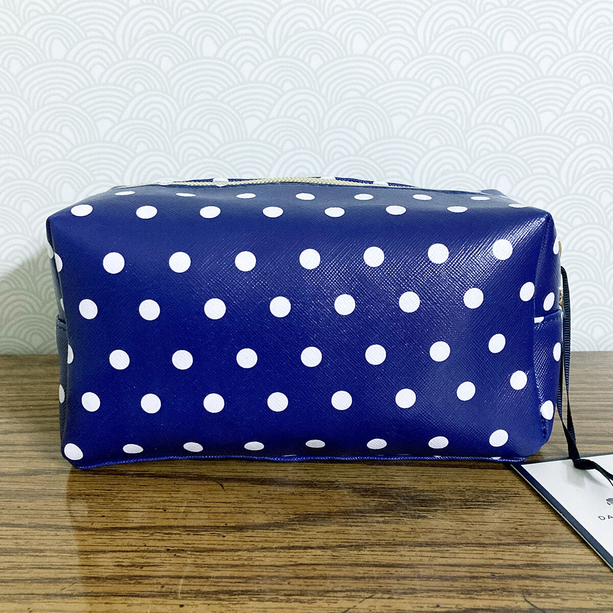 Polka Dot Cosmetic Bag Travel Organizer 7-Inch PVC Blue