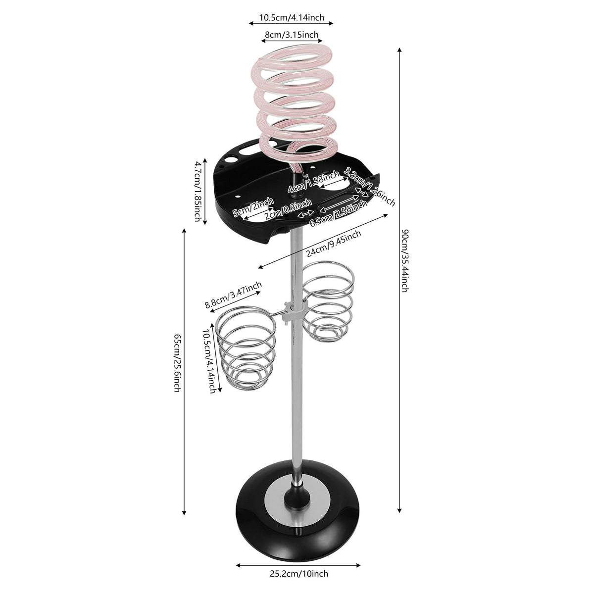 Hair Dryer Stand with Spiral Holders for Salon & Bedroom Storage