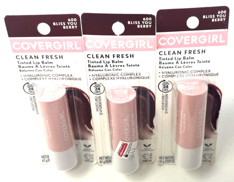 Covergirl Tinted Lip Balm Set - Sealed 0.14 oz Bliss You Berry (3 Pack)
