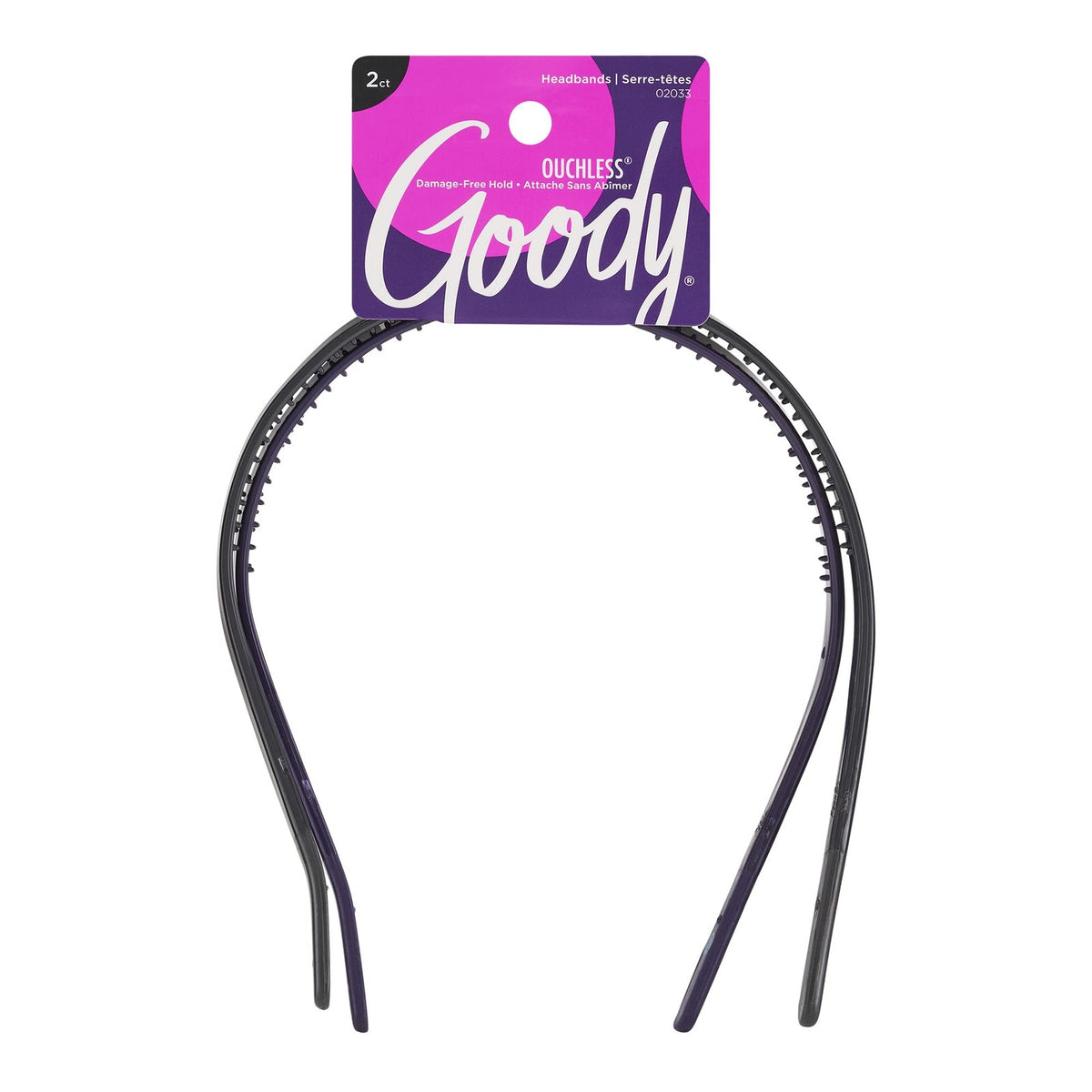 Goody Ouchless Flex Thin Pressure-Free Headband 2 Count (Pack of 1),
