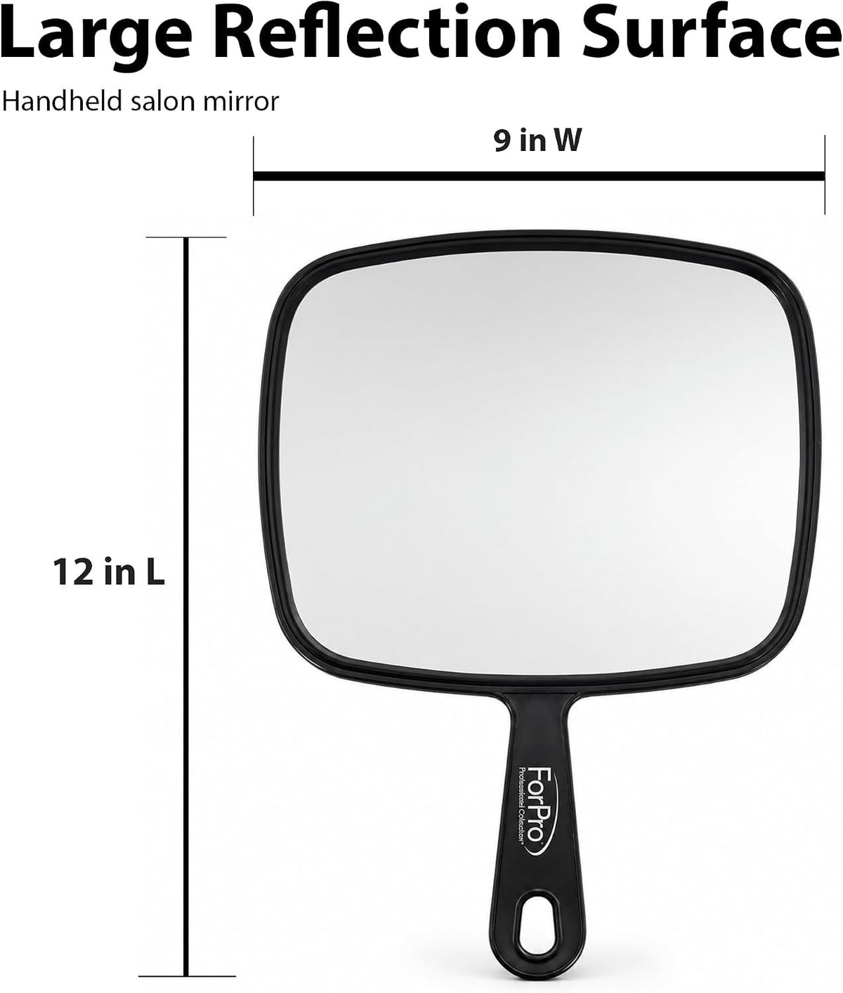 Large Handheld Mirror with Handle 9x12 Inches - Travel & Makeup Mirror