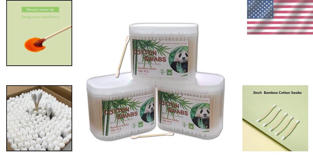 Eco-Friendly Bamboo Cotton Swabs 900pcs for Hygiene & Beauty