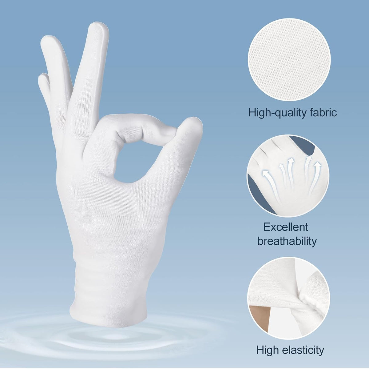 White Cotton Gloves 42 Pack Unisex Sleep Moisturizing